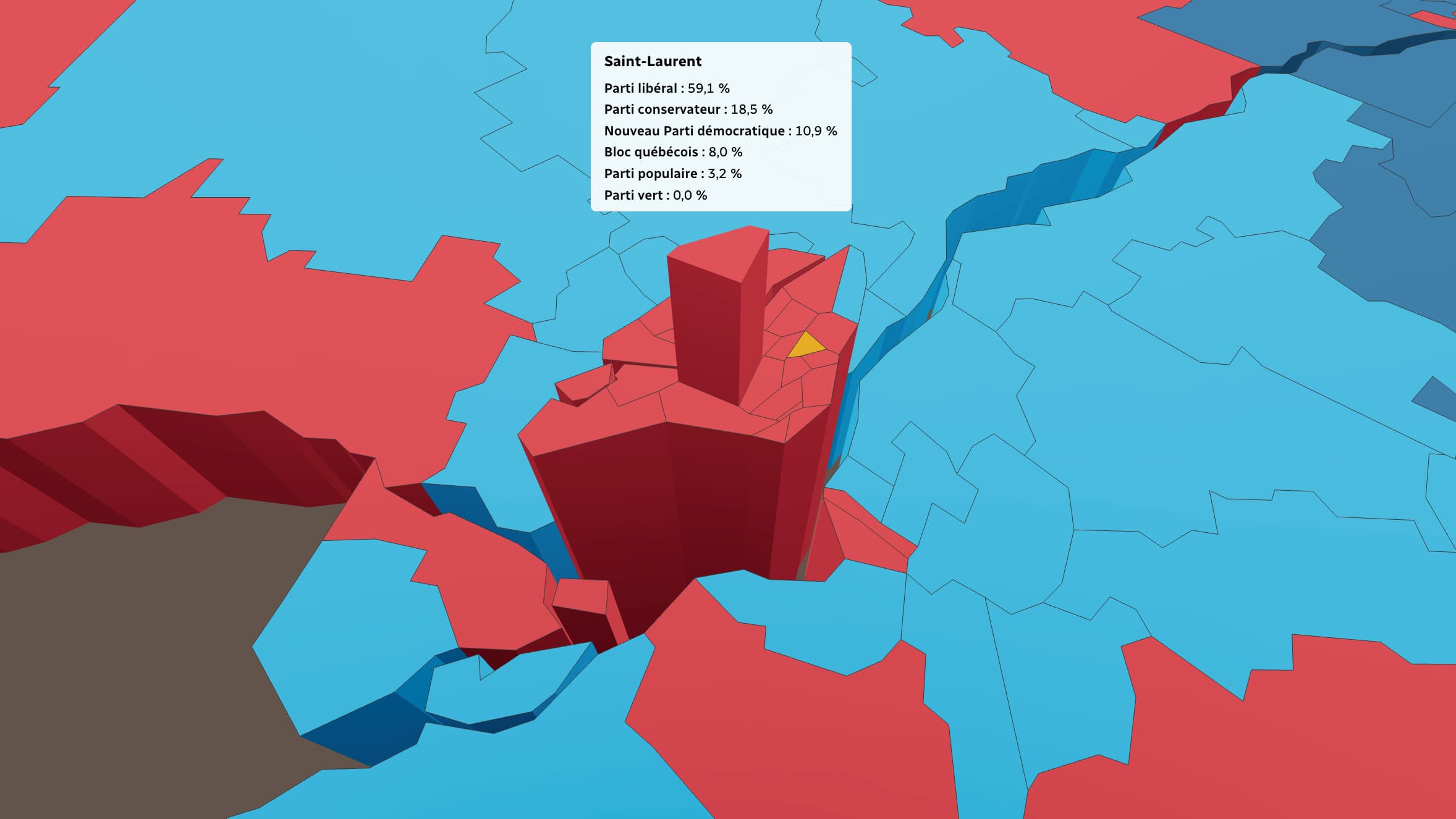 Une carte électorale en 3D.