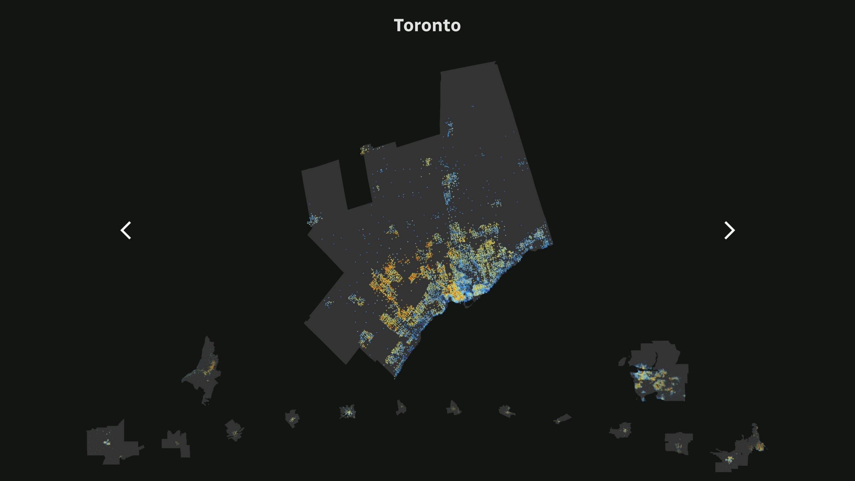 A map of heat islands in Toronto.