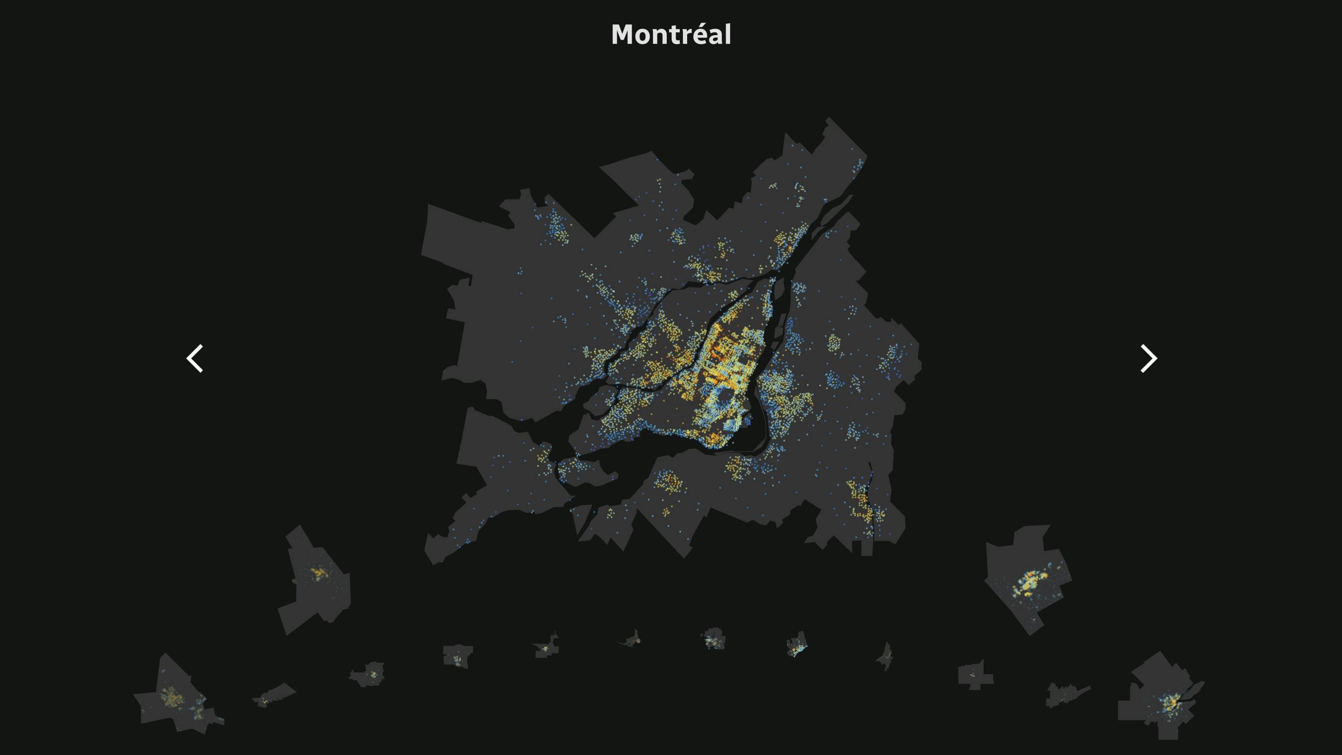 Une carte des îlots de chaleur à Montréal.